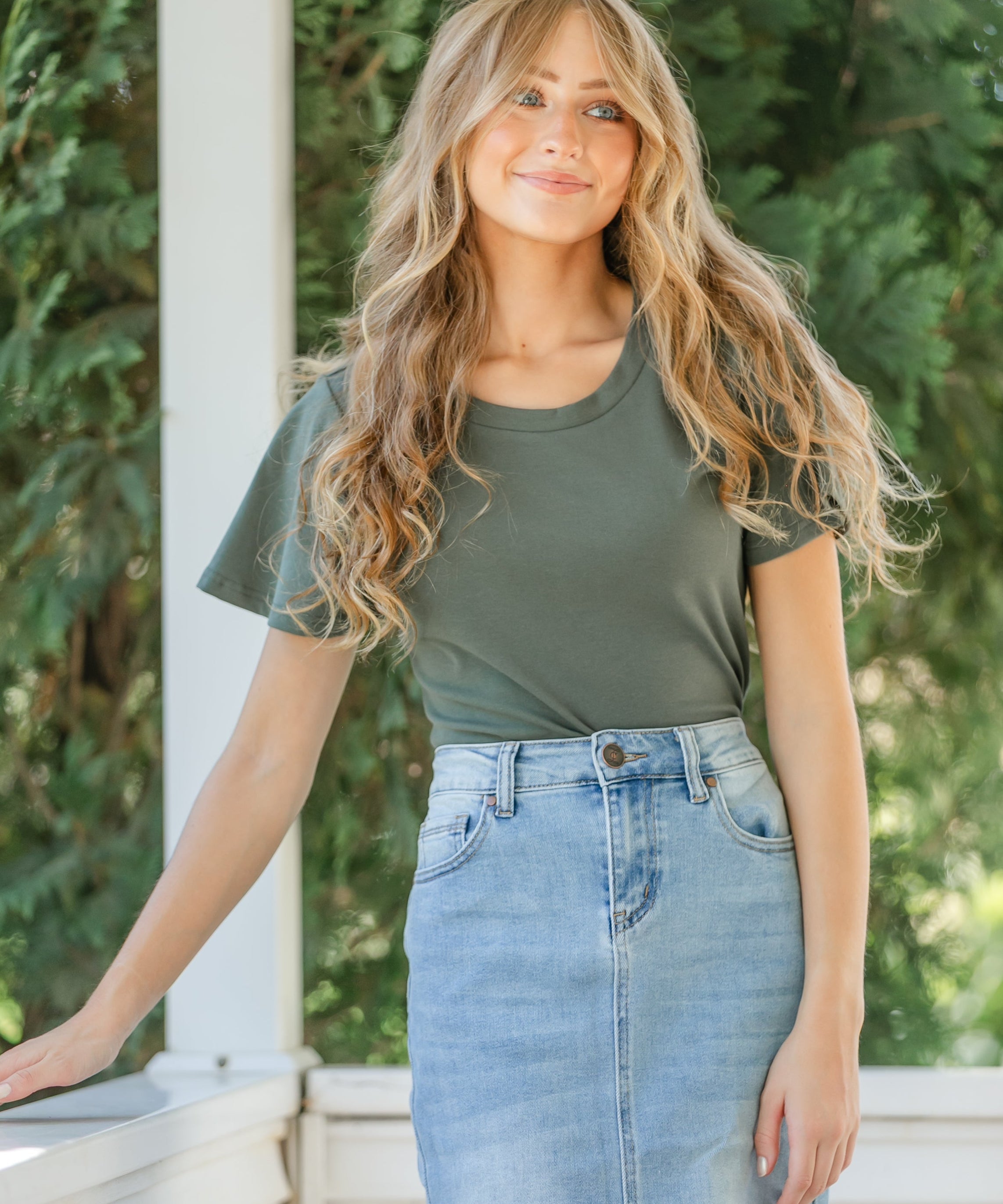 Essential Olive Flutter Sleeve Top