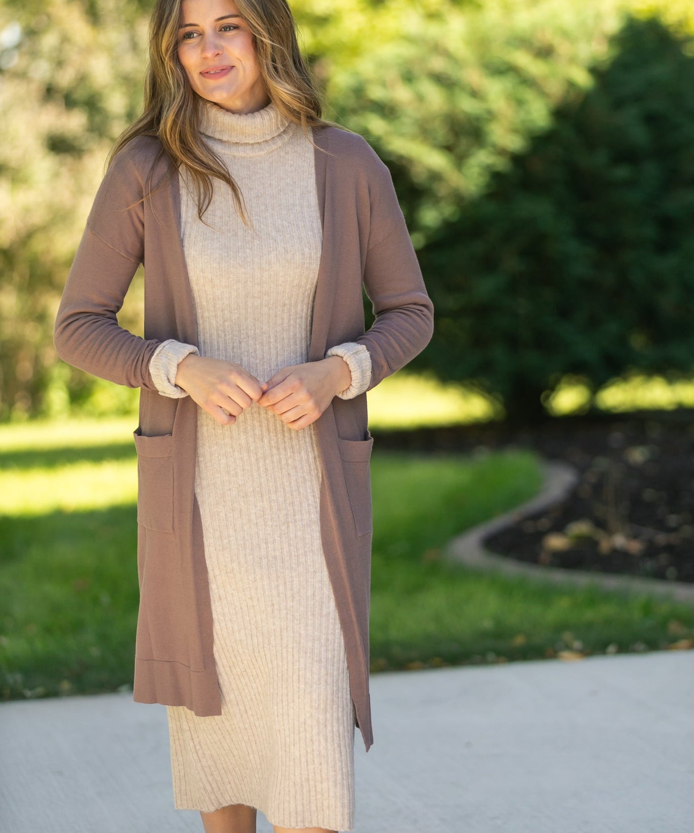Essential Toffee Long + Soft Cardigan
