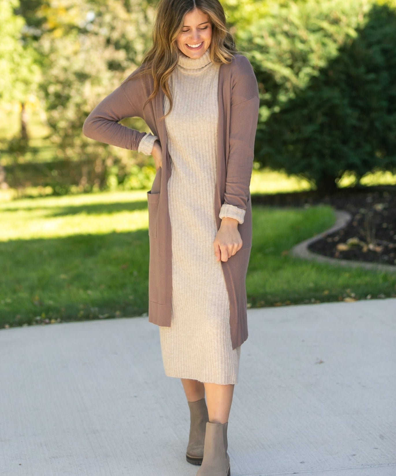 Essential Toffee Long + Soft Cardigan