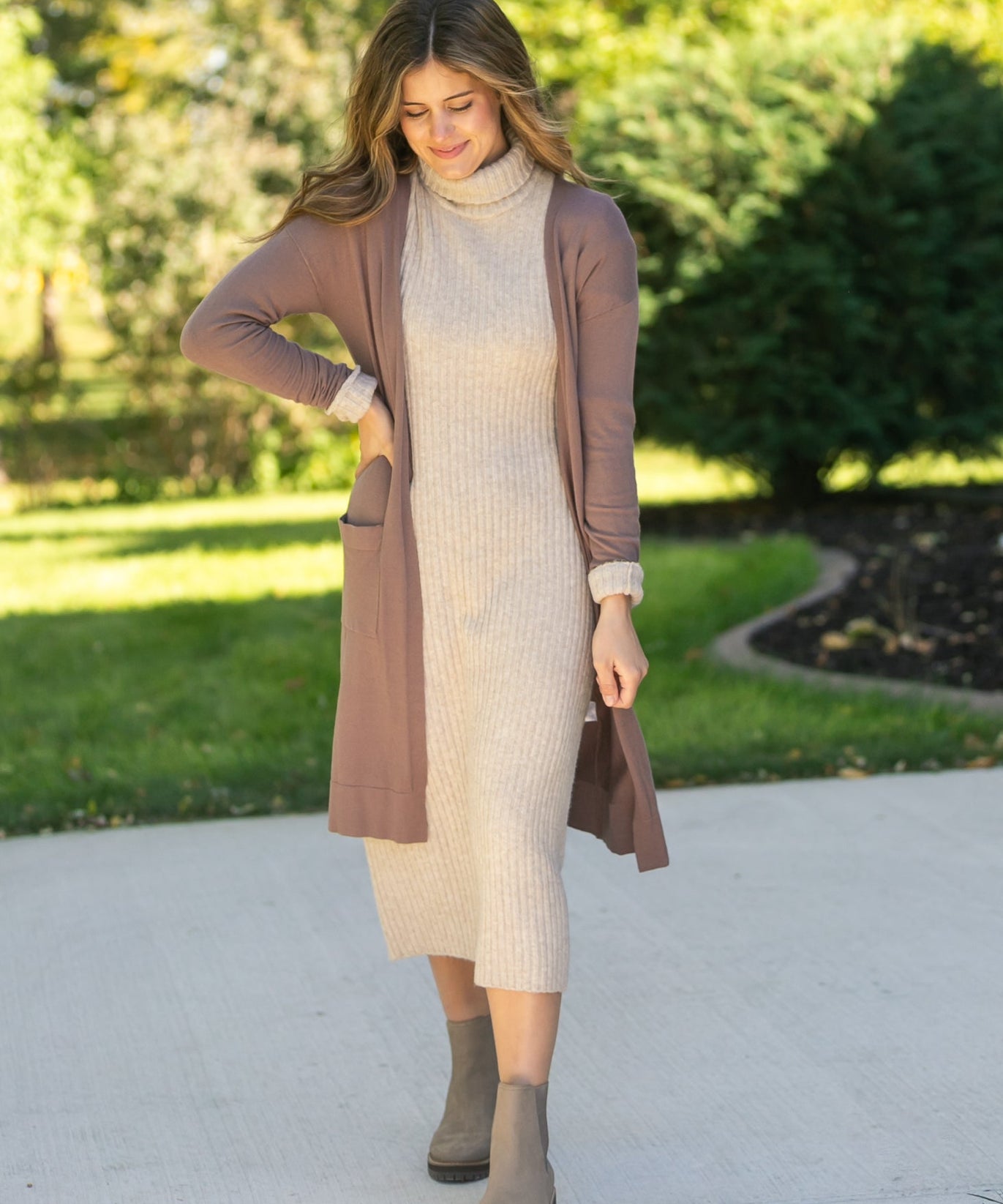 Essential Toffee Long + Soft Cardigan