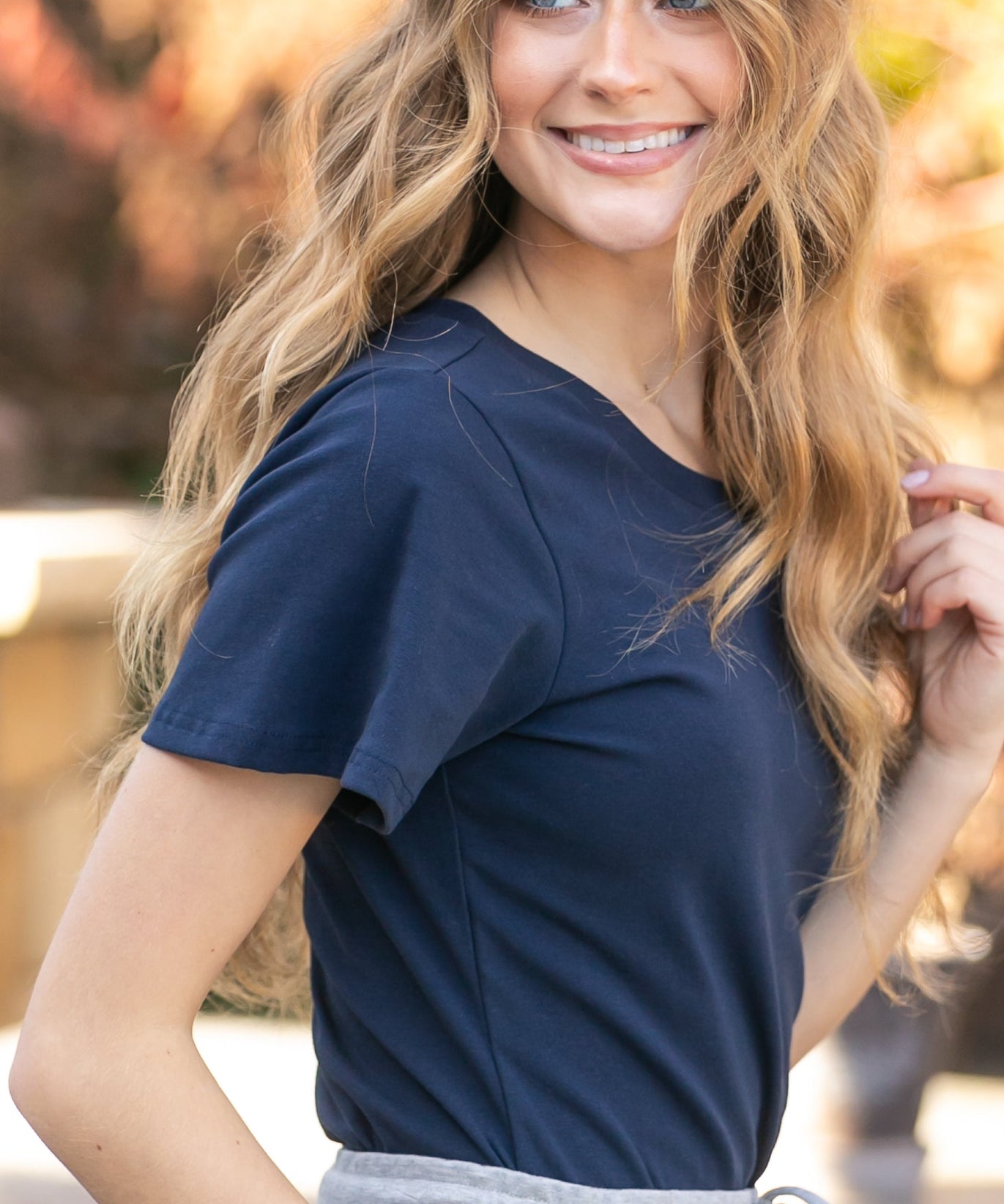Essential Navy Flutter Sleeve Top