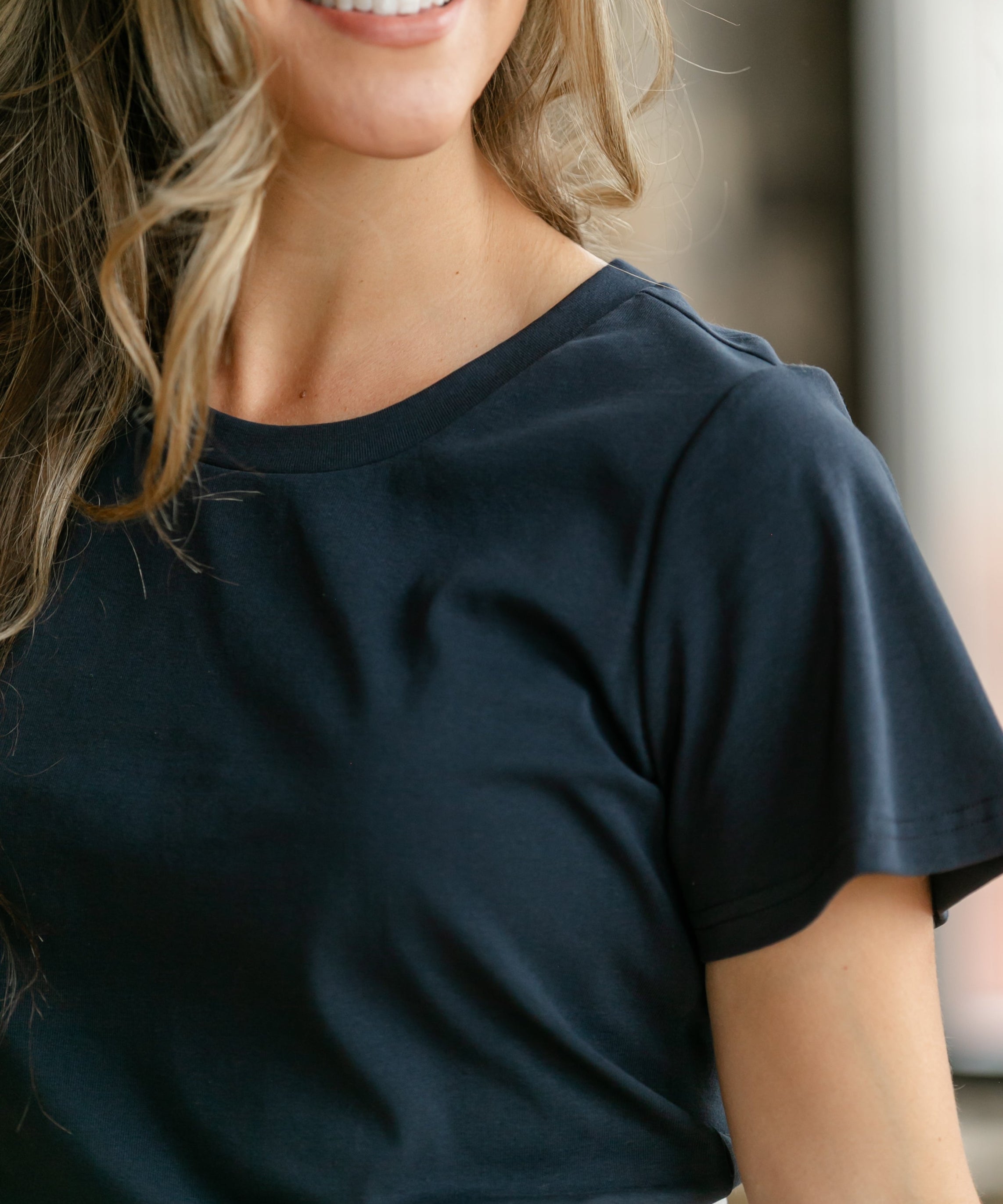 Essential Navy Flutter Sleeve Top