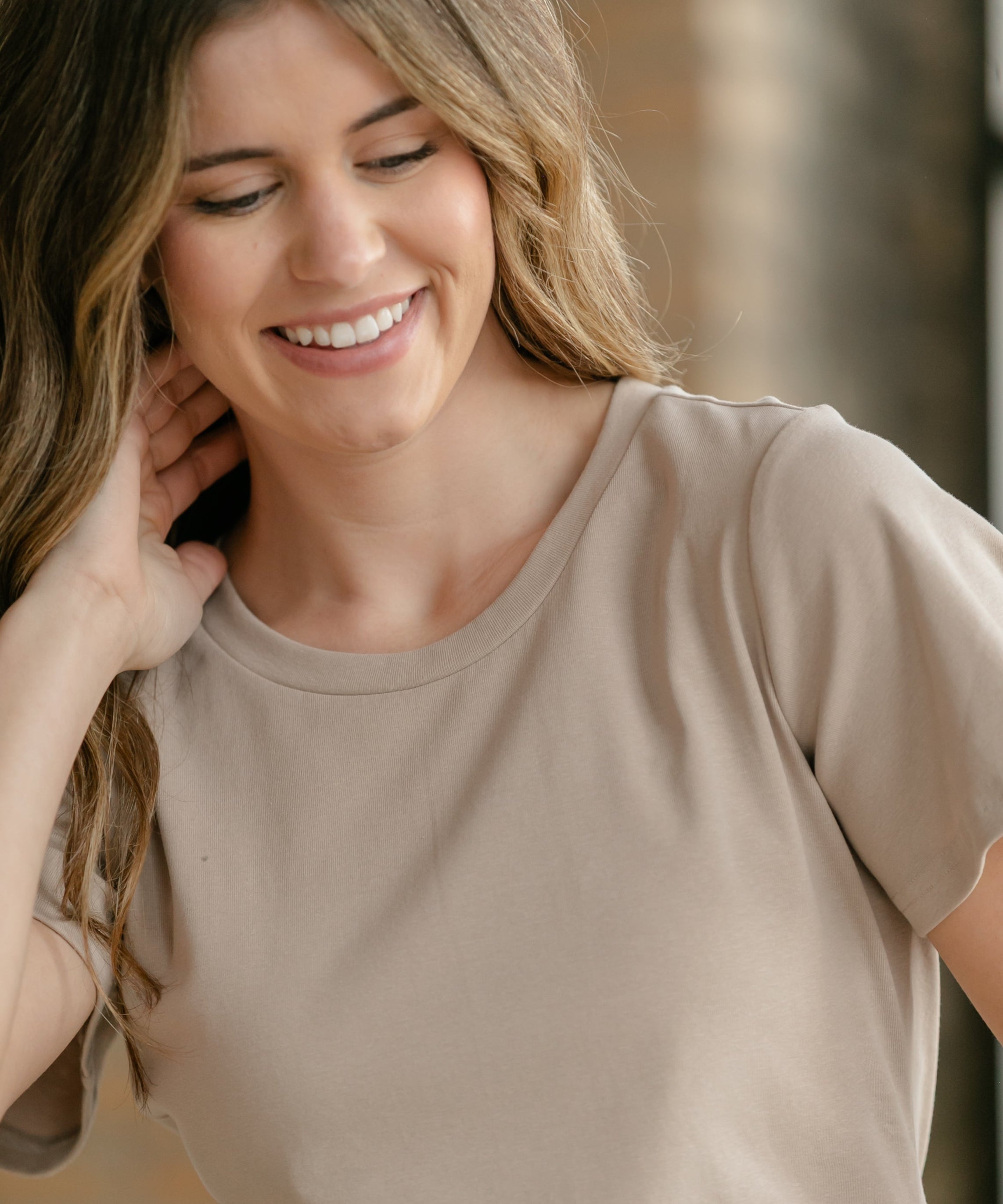 Essential Sand Flutter Sleeve Top