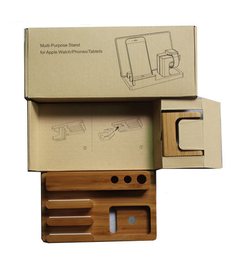 3-in-1 Bamboo Phone Stand & Wooden Charging Base
