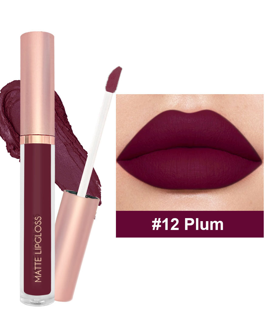 12-Color Matte Lip Gloss in Nude Shades