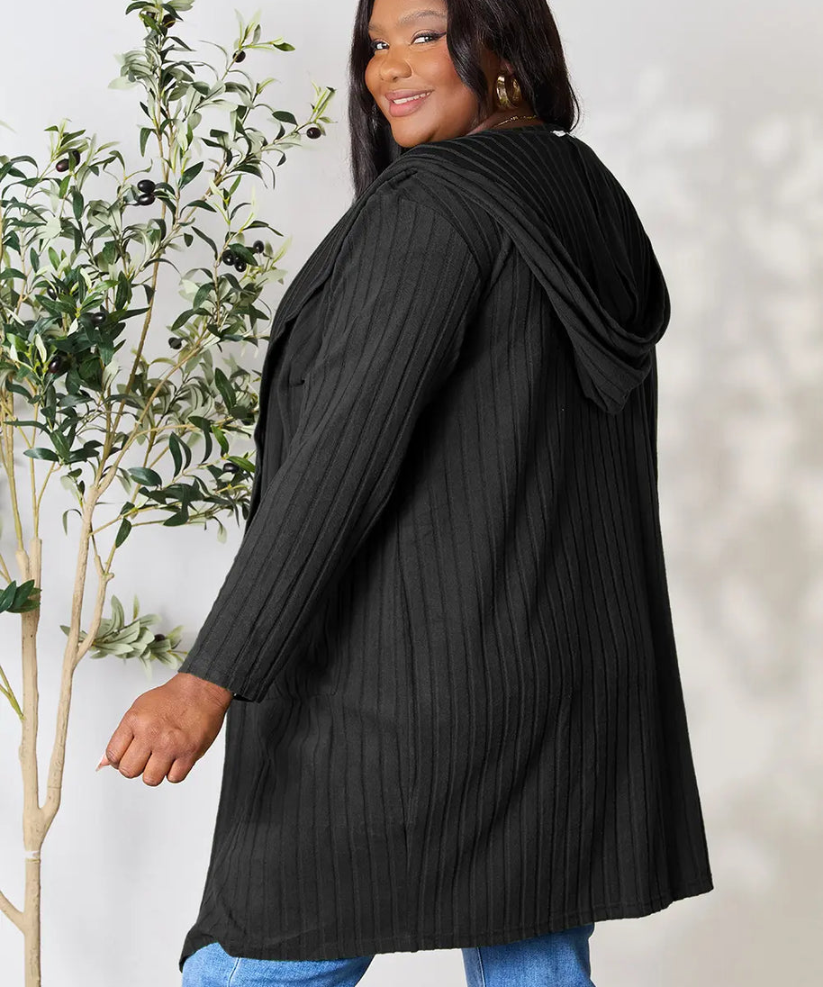 Basic Bae Full Size Hooded Sweater Cardigan