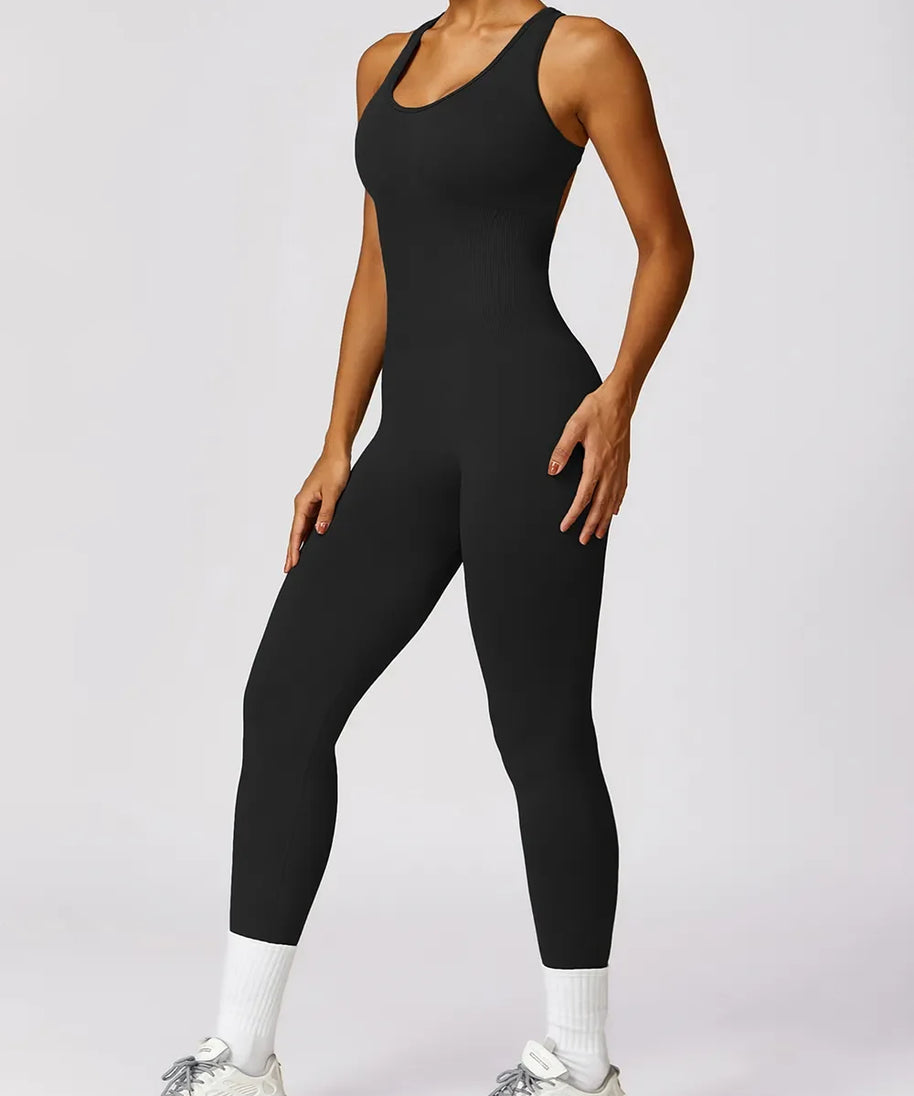 Basic Bae Sleeveless Cutout Racerback Active Jumpsuit