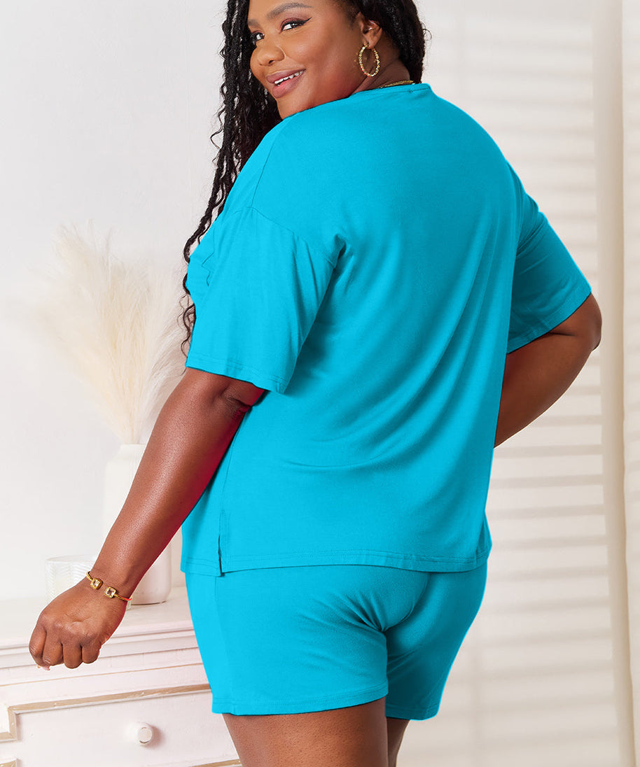Basic Bae Full Size Soft Rayon Half Sleeve Top and Shorts Set