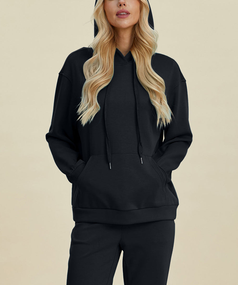 Basic Bae Full Size Air Scuba Drawstring Long Sleeve Hoodie with Kangaroo Pocket