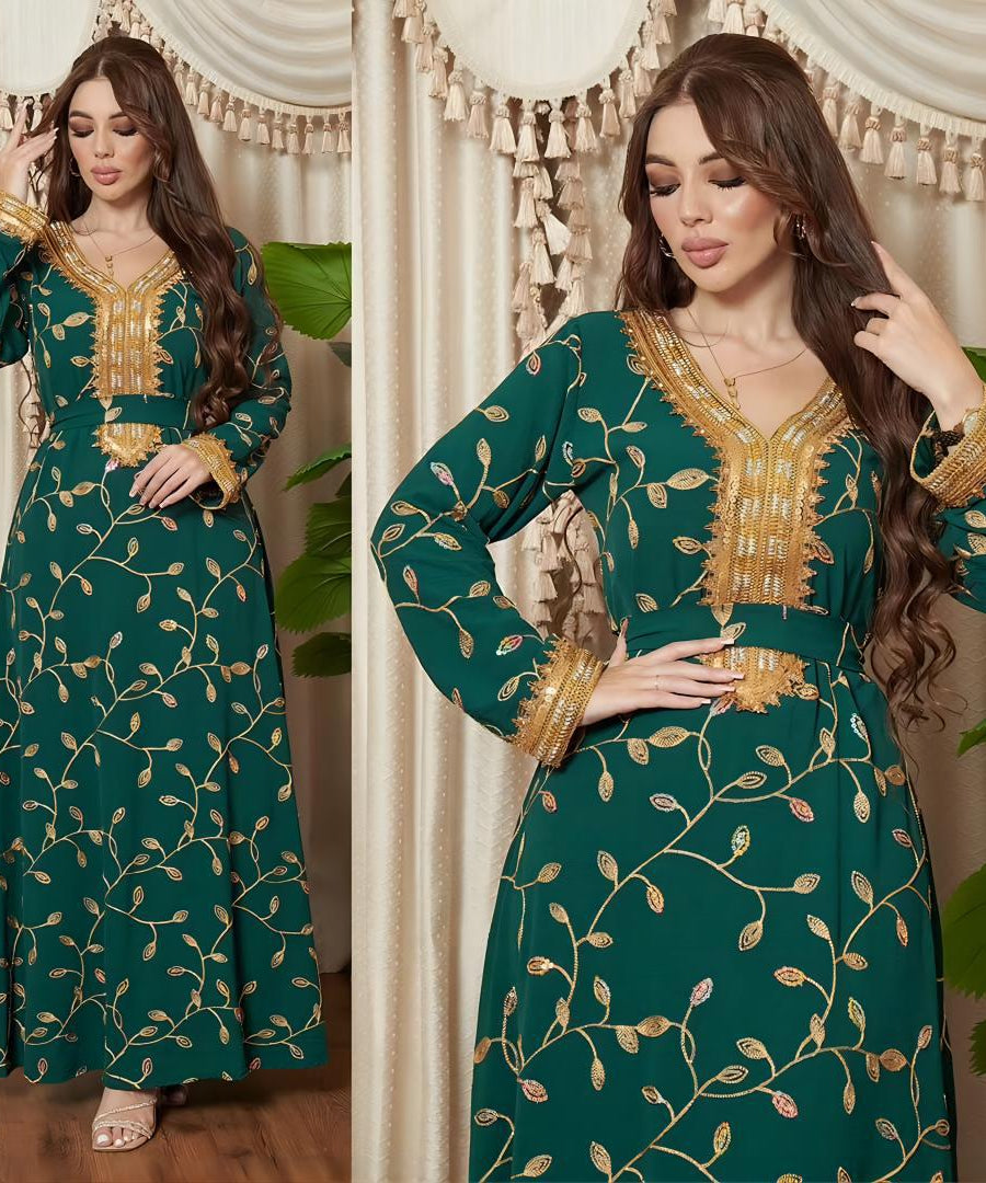 Arab Dubai Embroidery Applique Muslim Dinner Robe