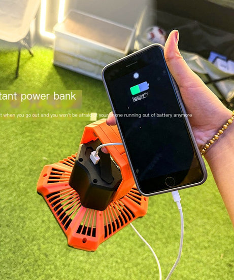 Portable Camping Fan and Lantern with Power Bank