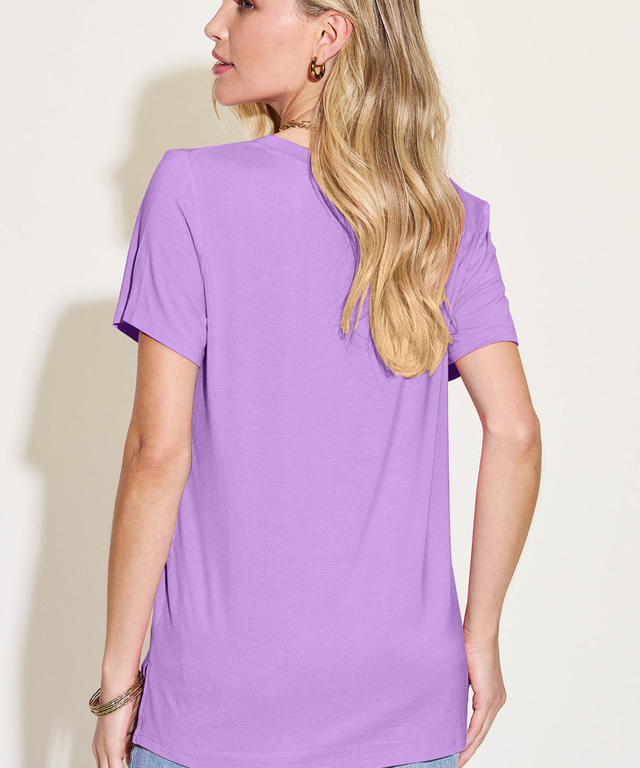 Basic Bae Bamboo Full Size V-Neck High-Low T-Shirt