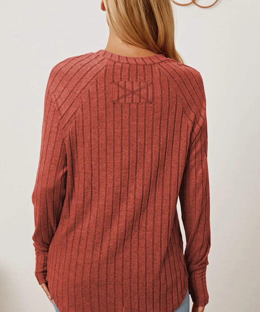 Basic Bae Full Size Ribbed Thumbhole Sleeve T-Shirt