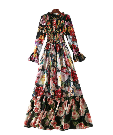 Floral Long Dress for Women - Princess Style Dress