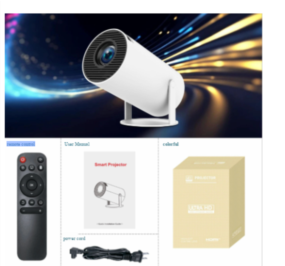 Smart LED Projector 4K Support | WiFi 6 Bluetooth 5.0 Android 11 | 130" Home Theater Projector
