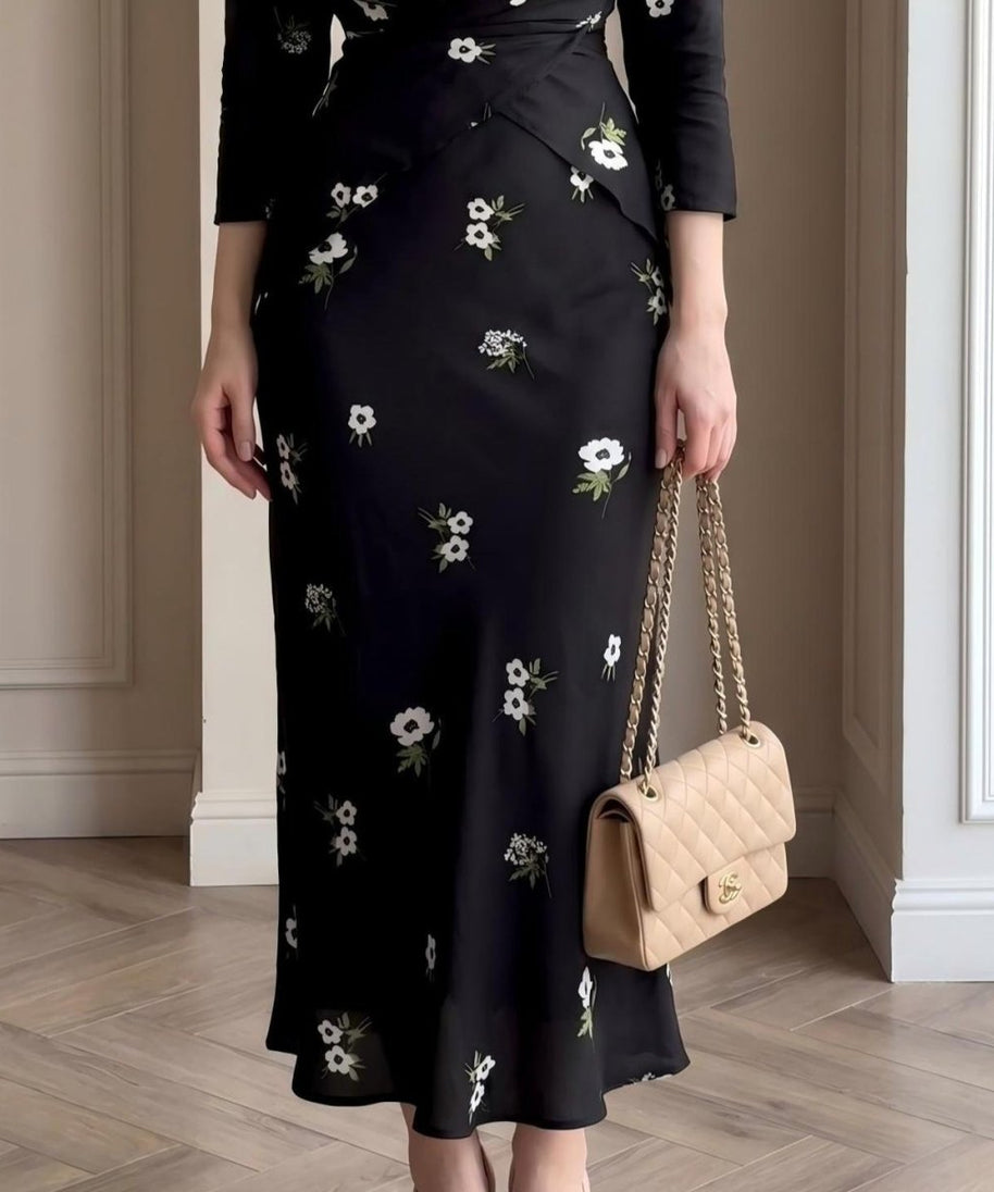 Floral Print Twist-Front Midi Dress(MS463)