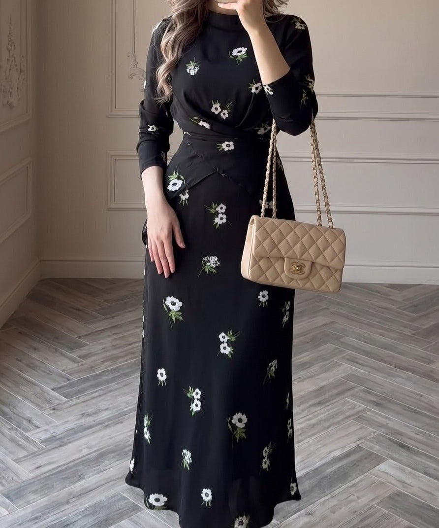 Floral Print Twist-Front Midi Dress(MS463)