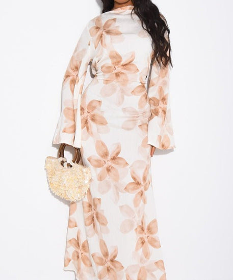 Floral Print Washed Crinkle Maxi Dress(MS437)