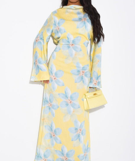 Floral Print Washed Crinkle Maxi Dress(MS437)