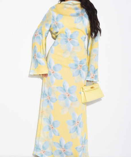 Floral Print Washed Crinkle Maxi Dress(MS437)