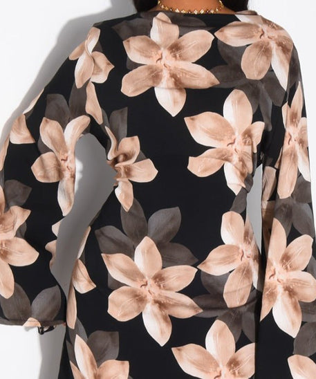 Floral Print Washed Crinkle Maxi Dress(MS437)