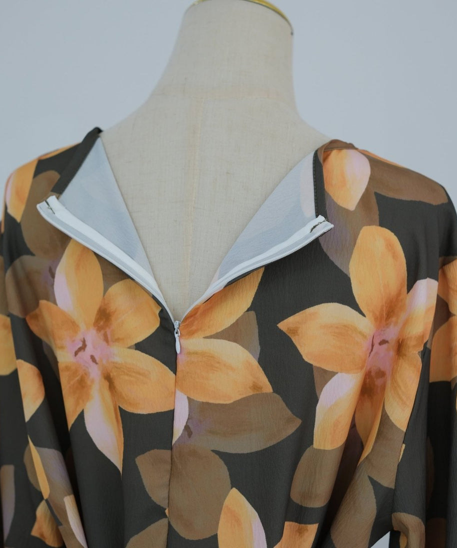 Floral Print Washed Crinkle Maxi Dress(MS437)