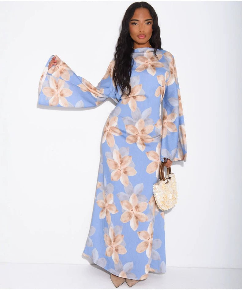 Floral Print Washed Crinkle Maxi Dress(MS437)