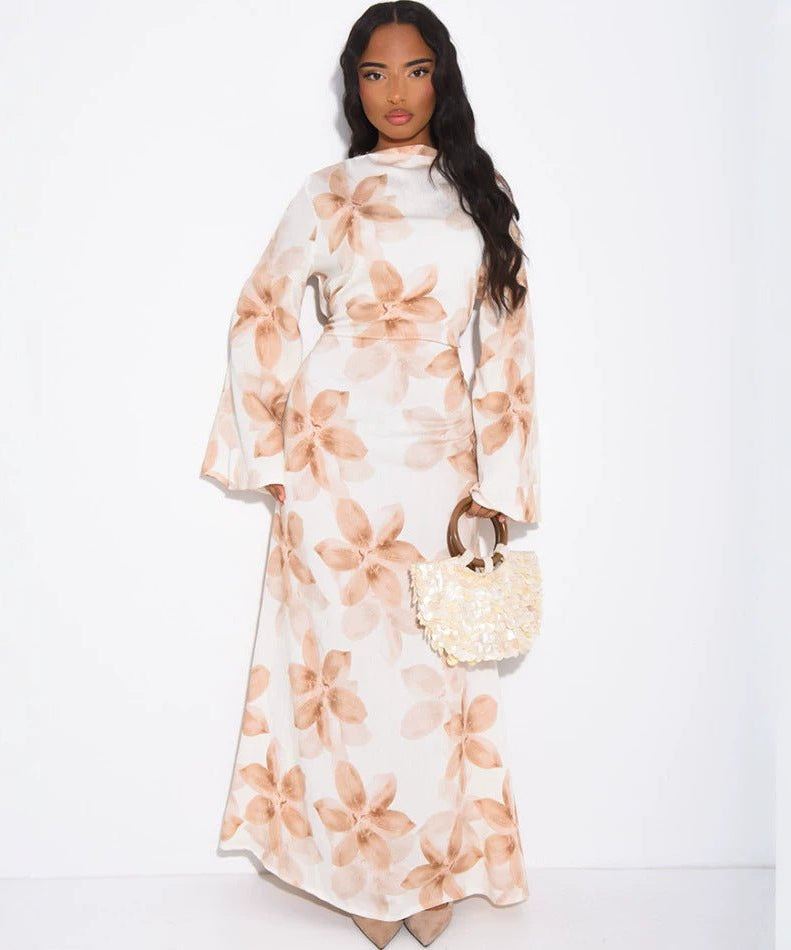 Floral Print Washed Crinkle Maxi Dress(MS437)