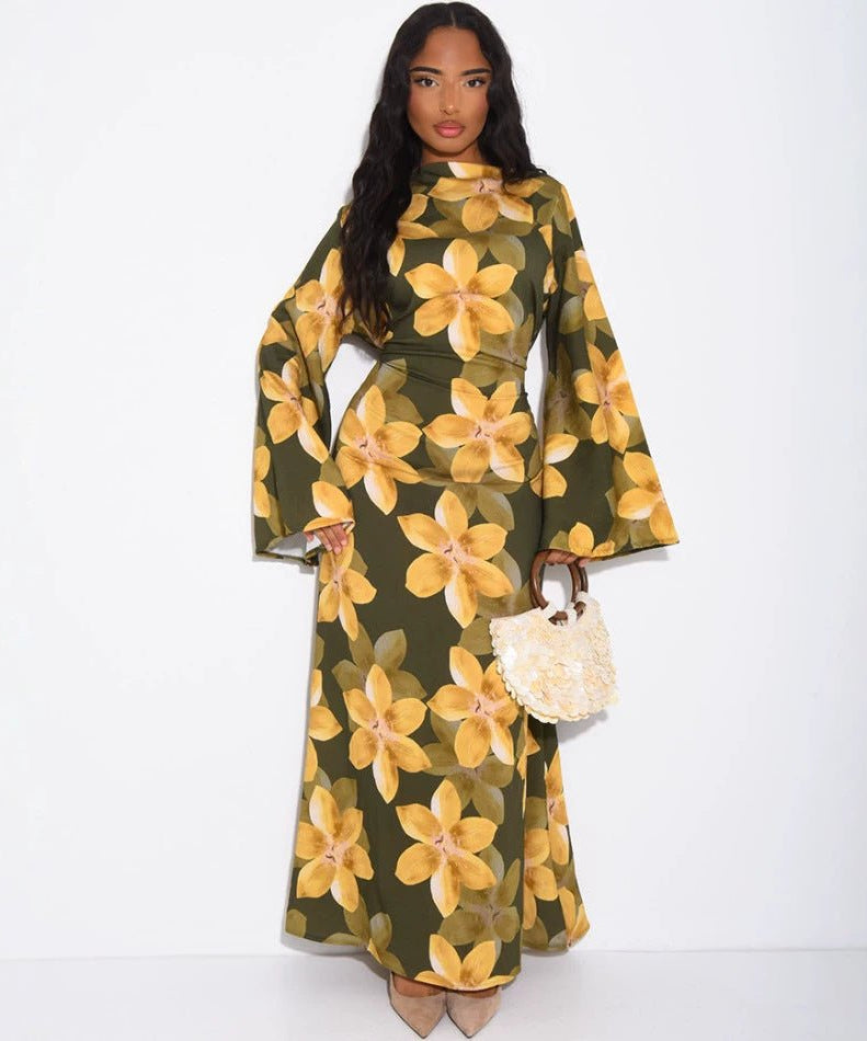 Floral Print Washed Crinkle Maxi Dress(MS437)