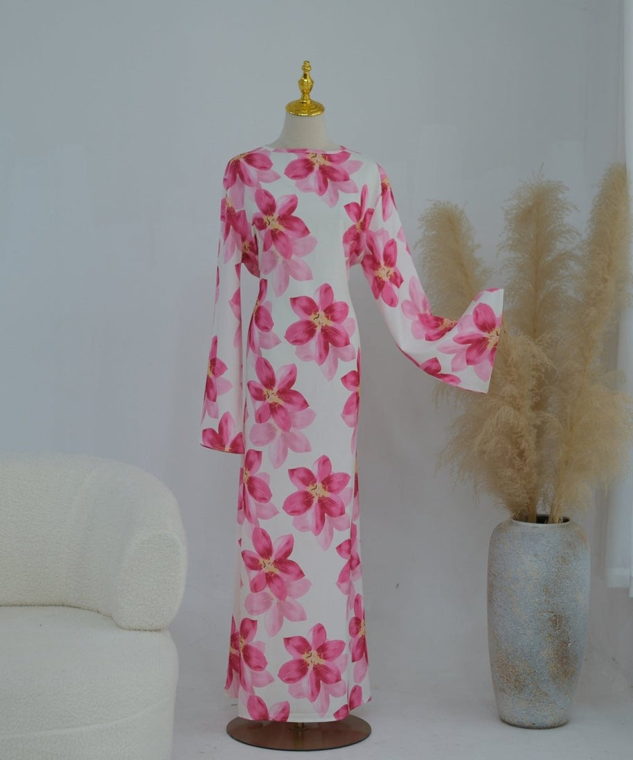 Floral Print Washed Crinkle Maxi Dress(MS437)