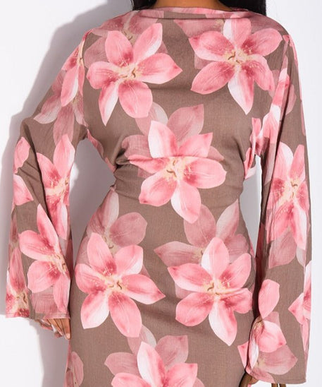 Floral Print Washed Crinkle Maxi Dress(MS437)
