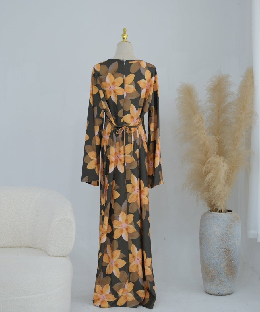 Floral Print Washed Crinkle Maxi Dress(MS437)