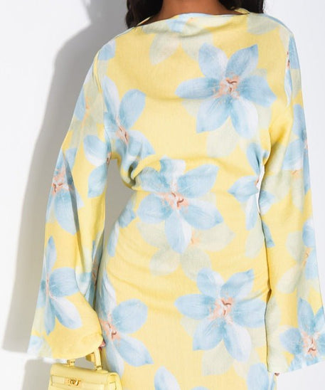 Floral Print Washed Crinkle Maxi Dress(MS437)