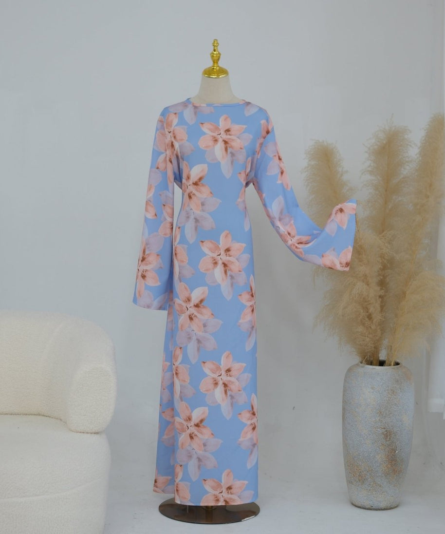 Floral Print Washed Crinkle Maxi Dress(MS437)