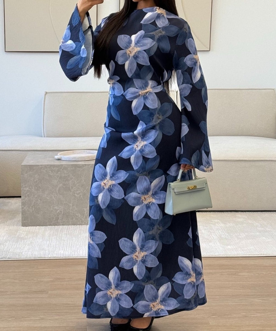 Floral Print Washed Crinkle Maxi Dress(MS437)