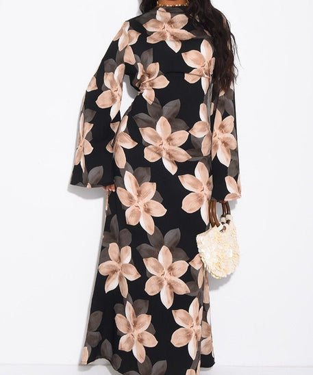 Floral Print Washed Crinkle Maxi Dress(MS437)