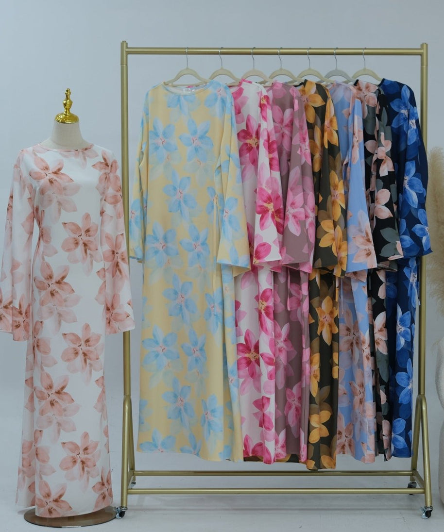 Floral Print Washed Crinkle Maxi Dress(MS437)