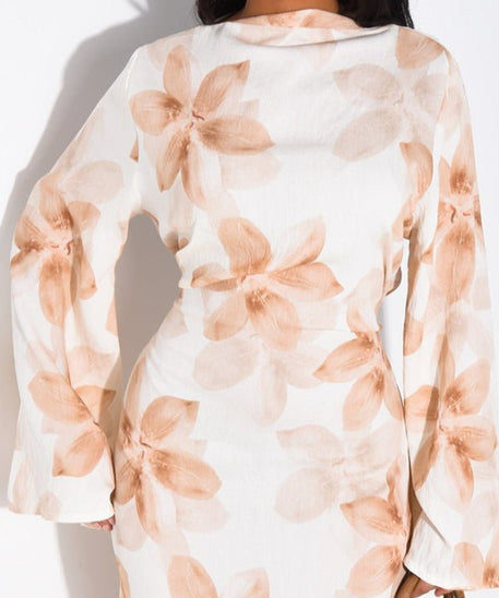 Floral Print Washed Crinkle Maxi Dress(MS437)