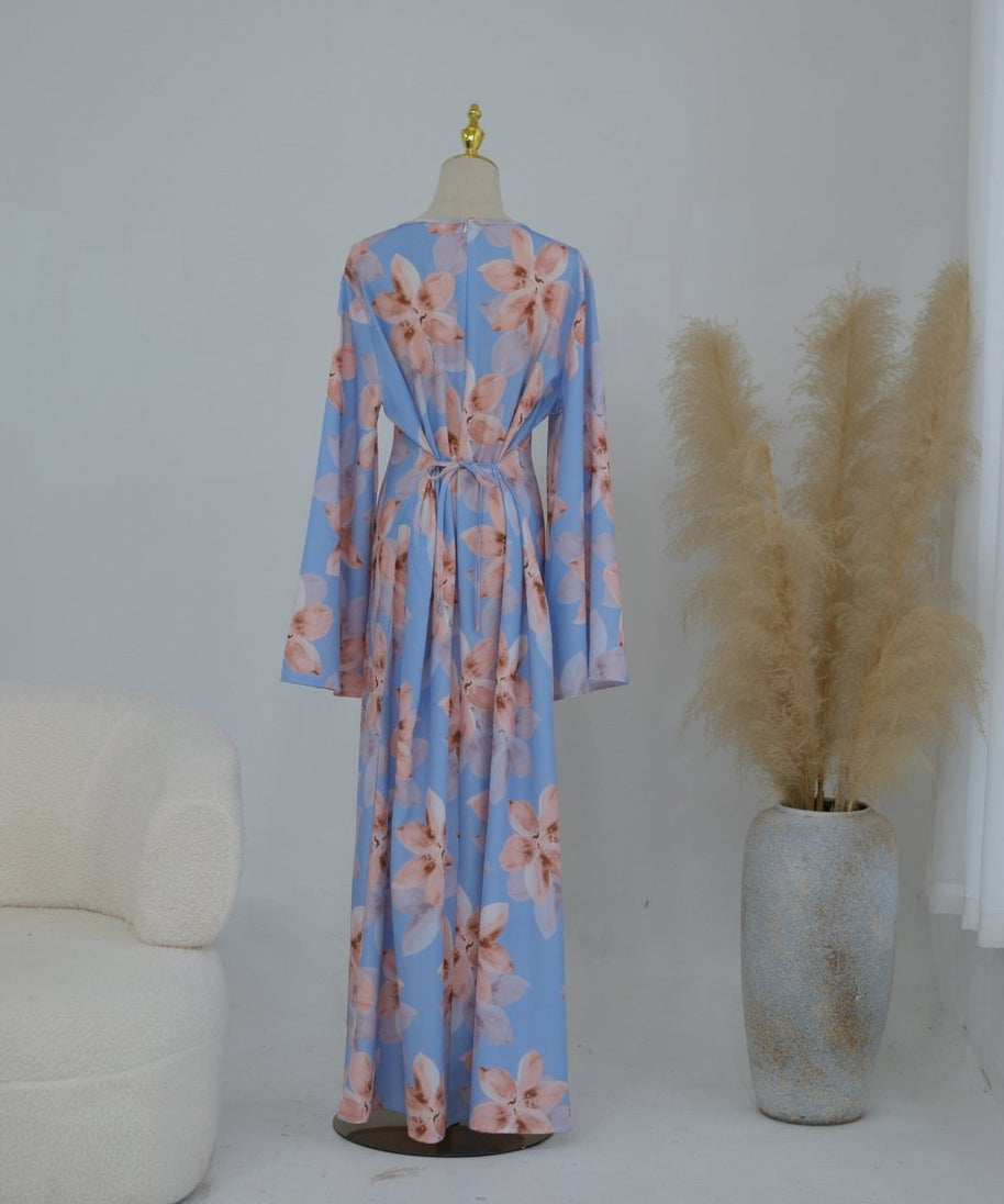 Floral Print Washed Crinkle Maxi Dress(MS437)
