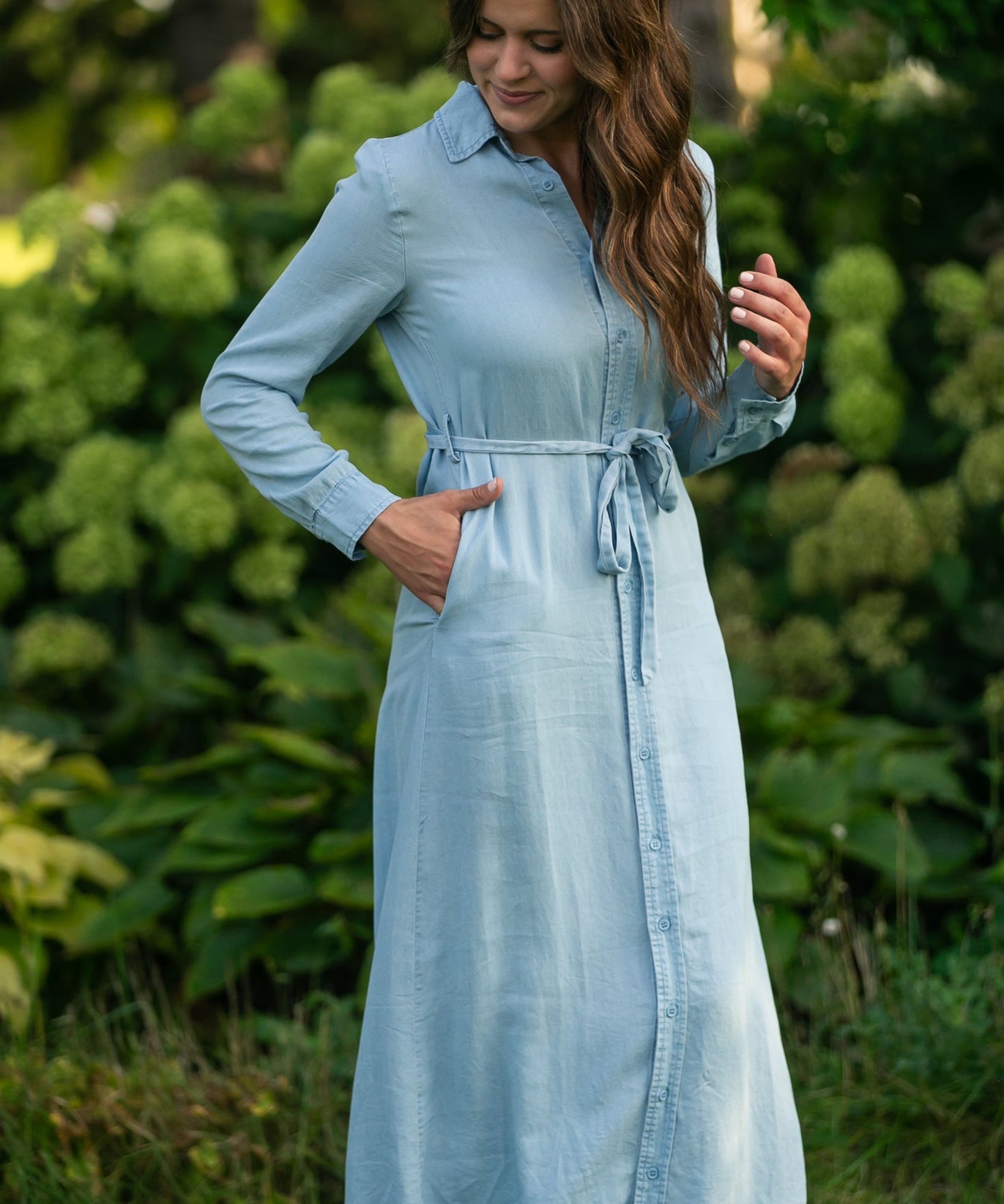 Hazel Chambray Long Sleeve Dress
