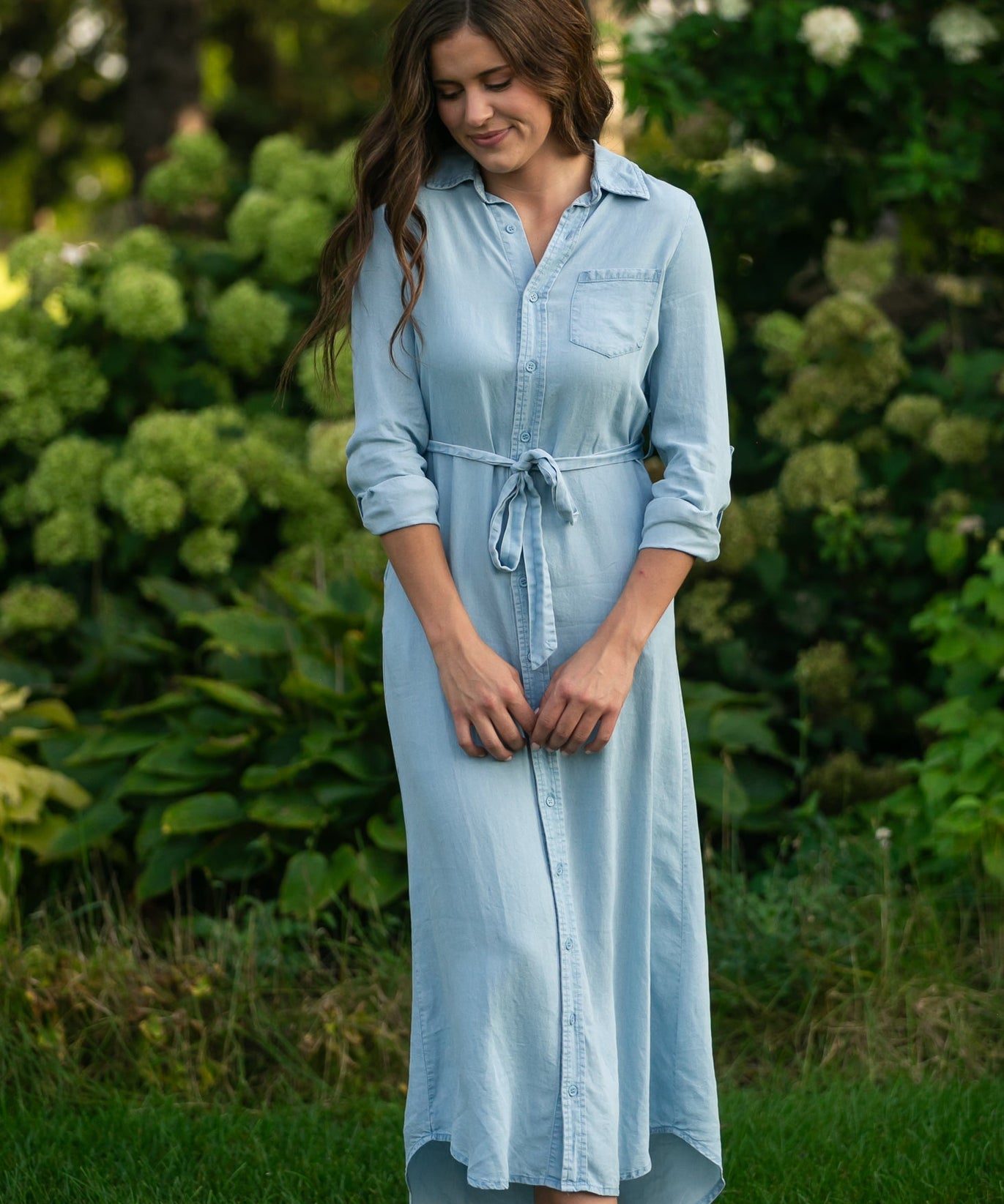 Hazel Chambray Long Sleeve Dress