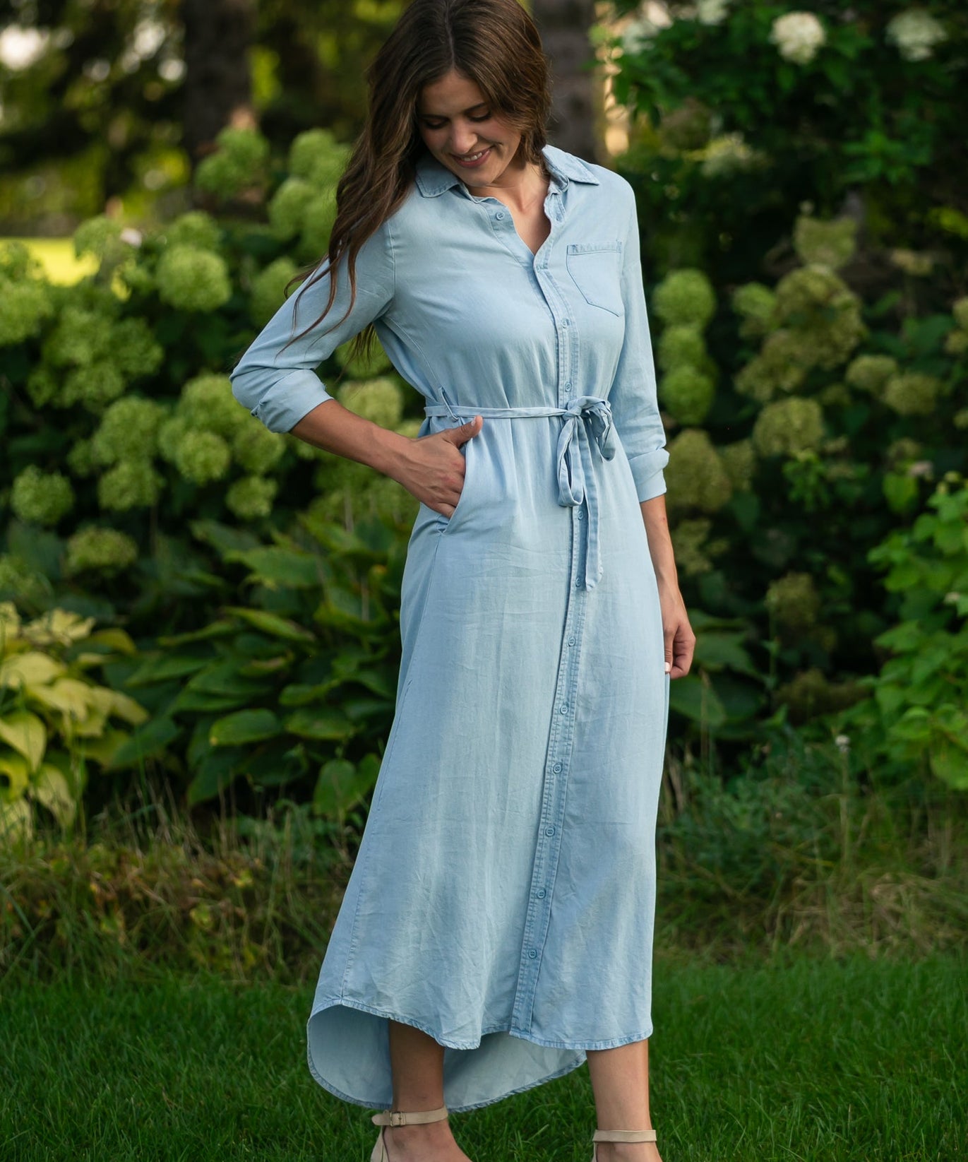 Hazel Chambray Long Sleeve Dress
