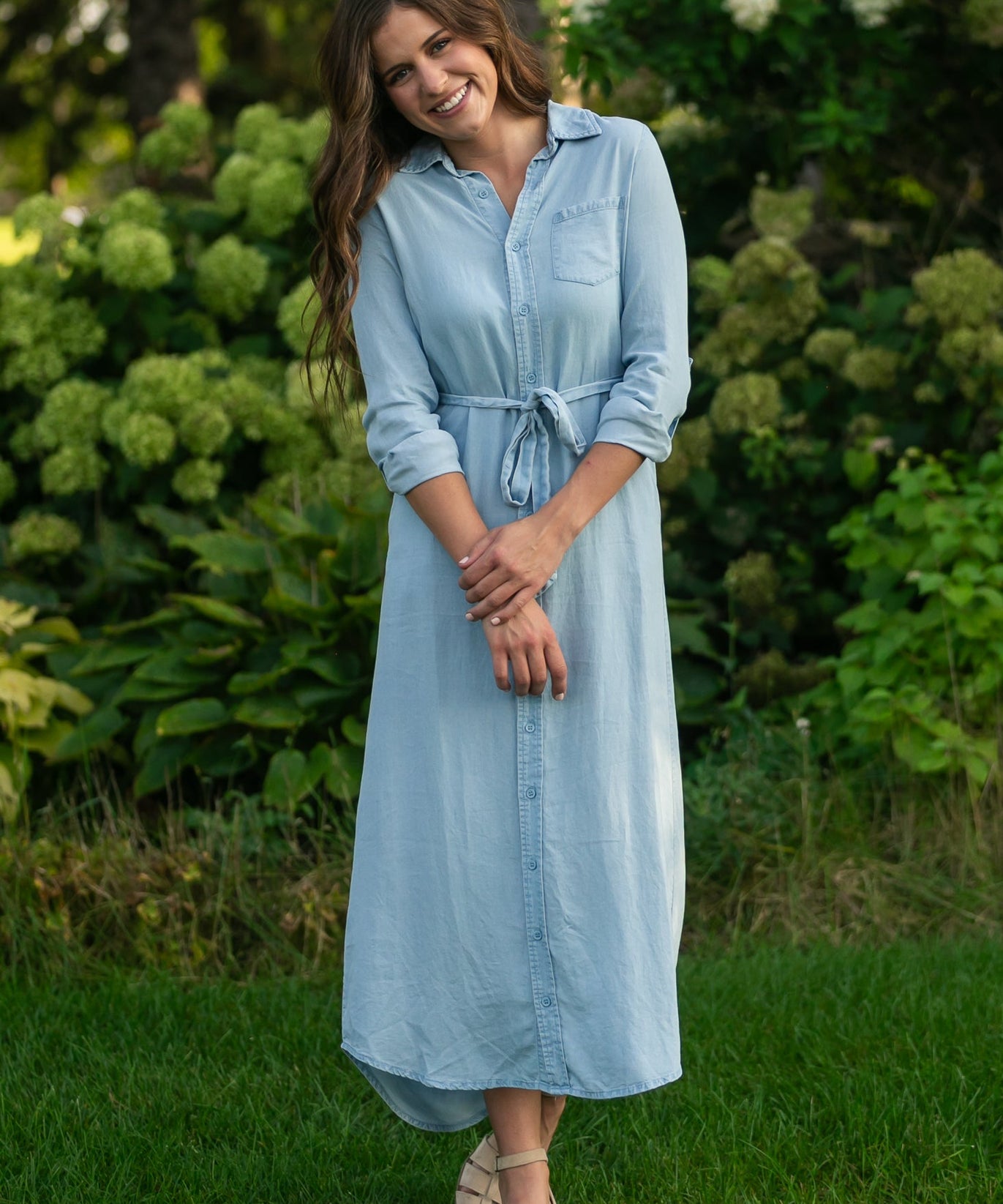 Hazel Chambray Long Sleeve Dress