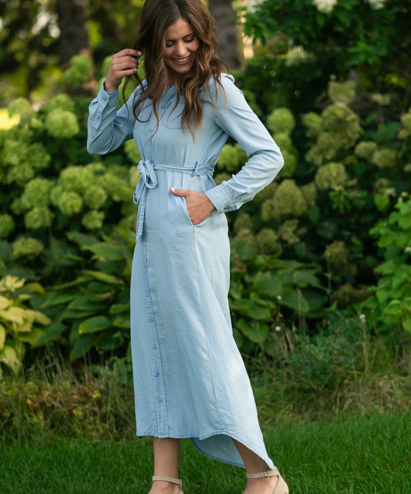 Hazel Chambray Long Sleeve Dress