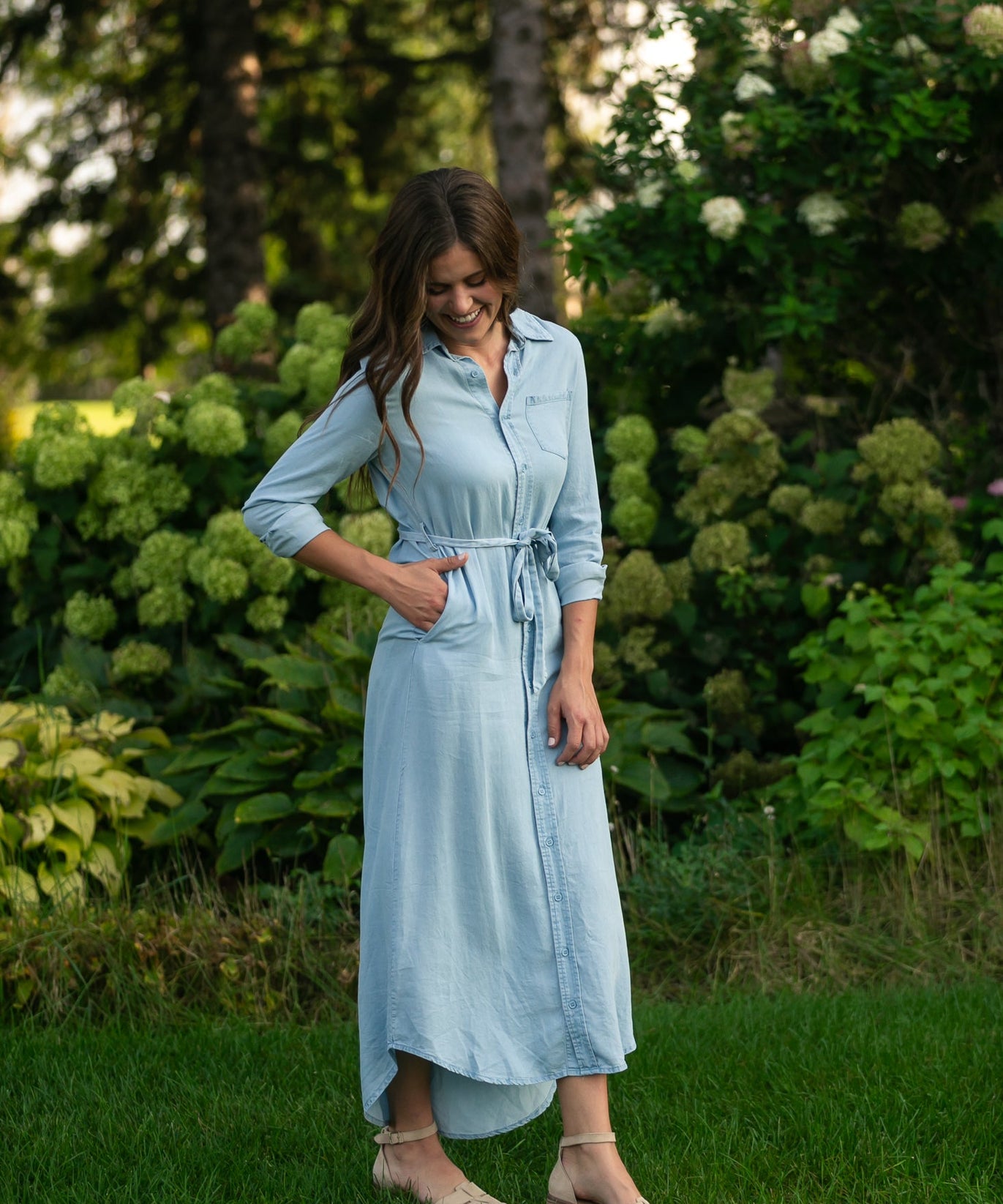 Hazel Chambray Long Sleeve Dress