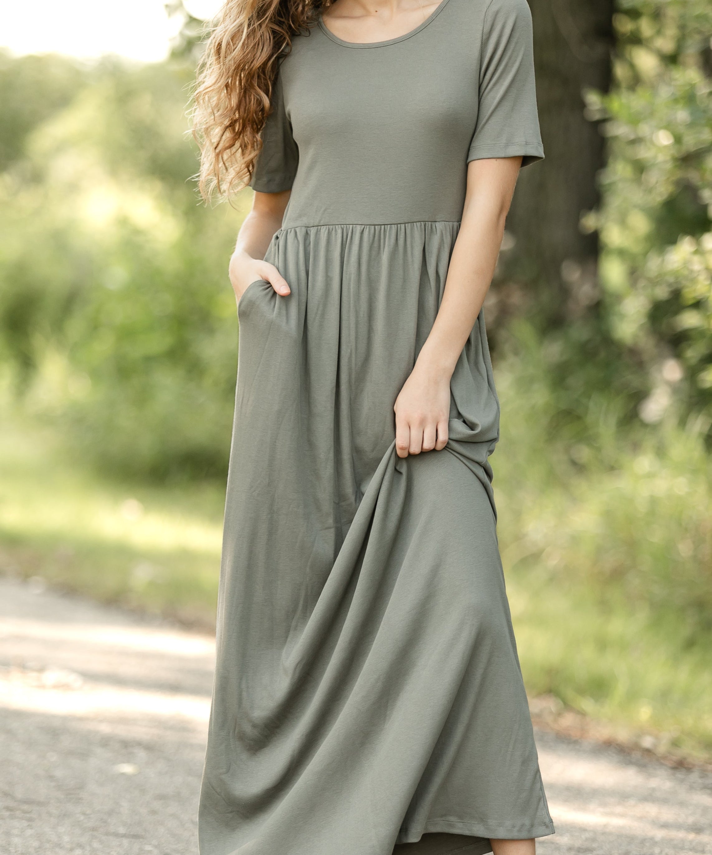 Jasmine Olive Ribbed Maxi Dress