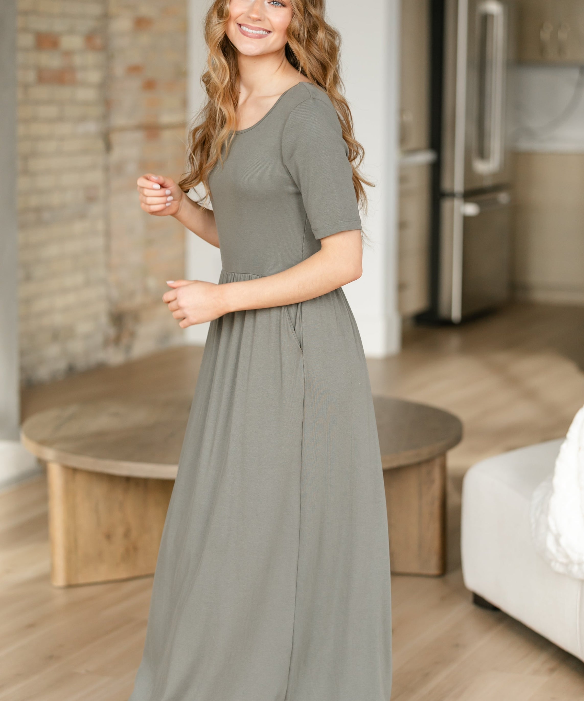 Jasmine Olive Ribbed Maxi Dress
