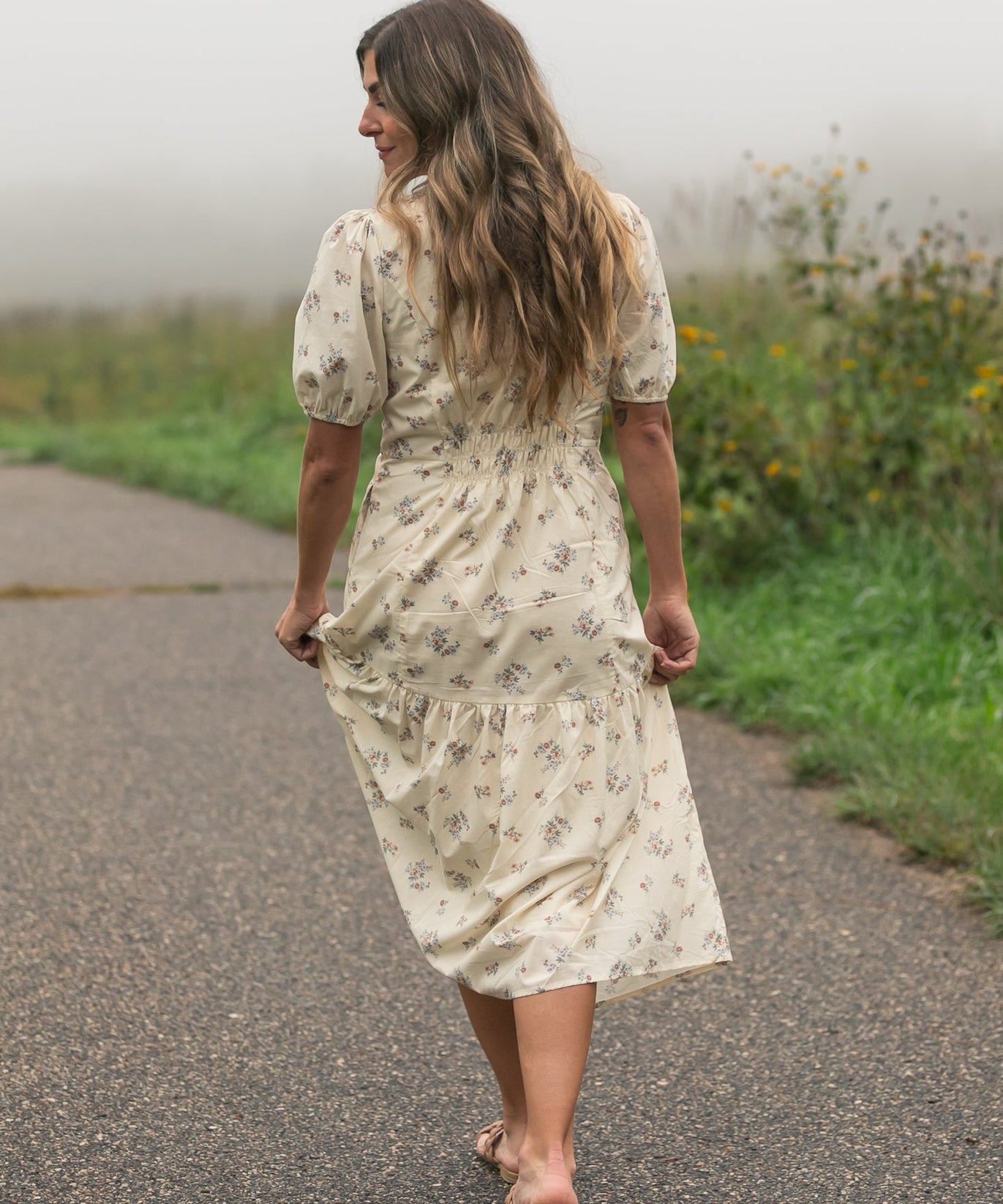 Katrina Half Sleeve Floral Midi Dress - FINAL SALE