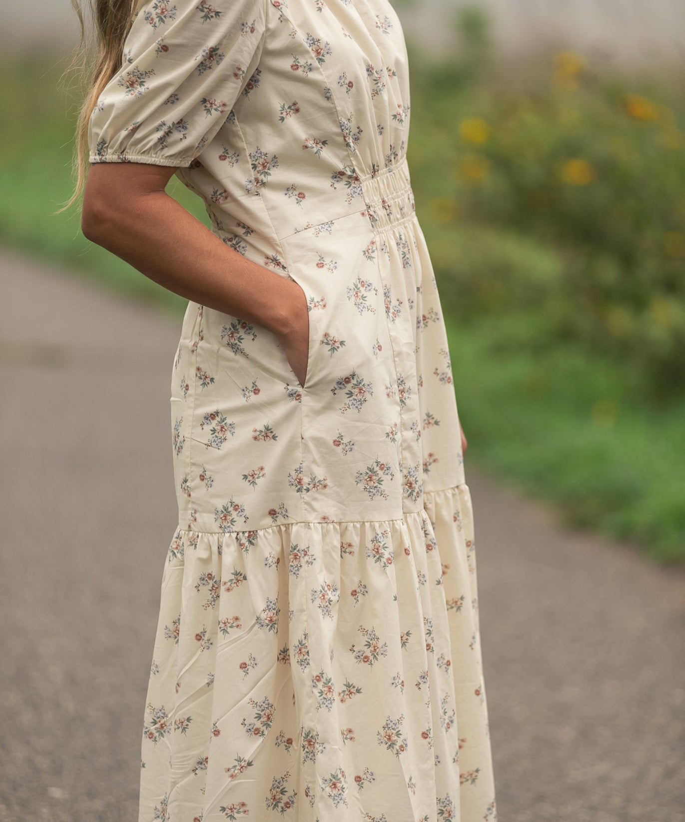 Katrina Half Sleeve Floral Midi Dress - FINAL SALE