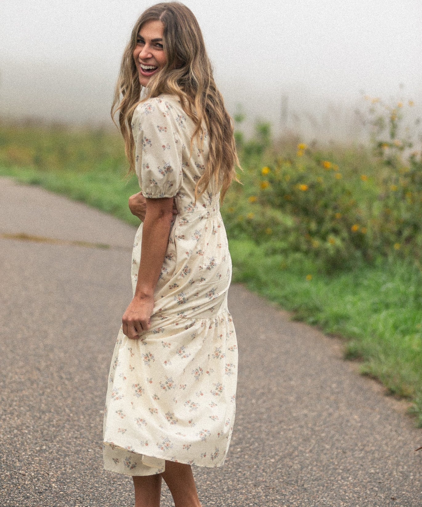 Katrina Half Sleeve Floral Midi Dress - FINAL SALE